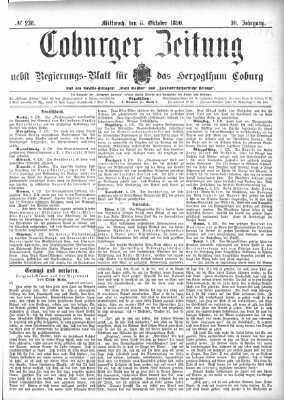 Coburger Zeitung Mittwoch 8. Oktober 1890