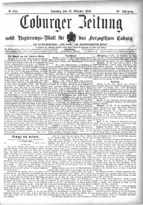 Coburger Zeitung Sonntag 12. Oktober 1890