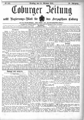 Coburger Zeitung Dienstag 14. Oktober 1890