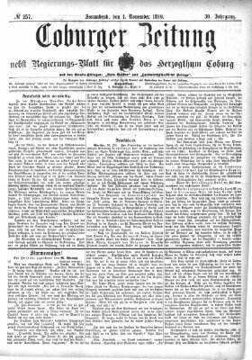 Coburger Zeitung Samstag 1. November 1890