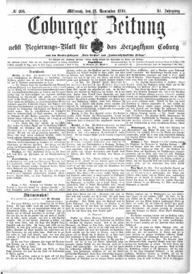 Coburger Zeitung Mittwoch 12. November 1890