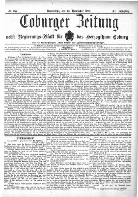 Coburger Zeitung Donnerstag 13. November 1890