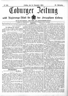 Coburger Zeitung Freitag 14. November 1890