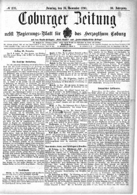 Coburger Zeitung Sonntag 16. November 1890