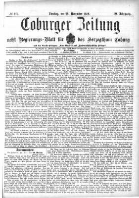 Coburger Zeitung Dienstag 18. November 1890