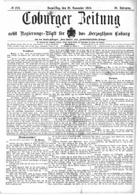 Coburger Zeitung Donnerstag 20. November 1890