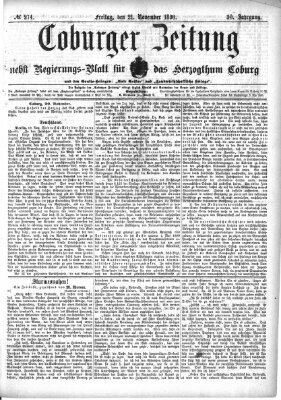 Coburger Zeitung Freitag 21. November 1890