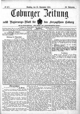 Coburger Zeitung Dienstag 25. November 1890