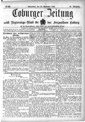 Coburger Zeitung Samstag 29. November 1890