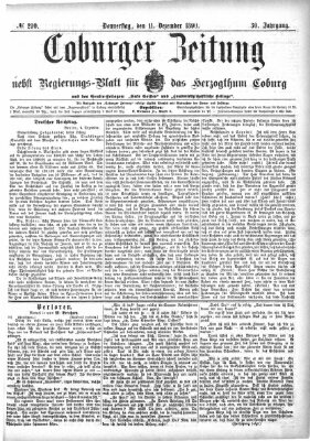 Coburger Zeitung Donnerstag 11. Dezember 1890