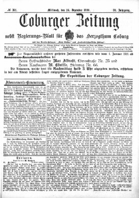 Coburger Zeitung Mittwoch 24. Dezember 1890