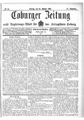 Coburger Zeitung Freitag 16. Januar 1891