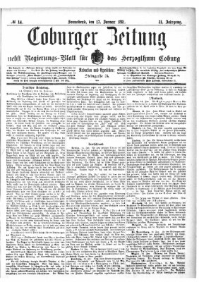 Coburger Zeitung Samstag 17. Januar 1891