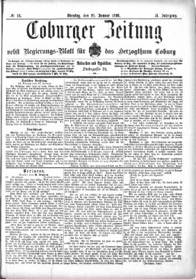 Coburger Zeitung Dienstag 20. Januar 1891