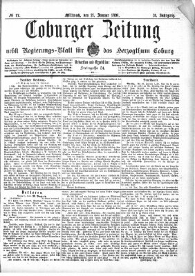 Coburger Zeitung Mittwoch 21. Januar 1891