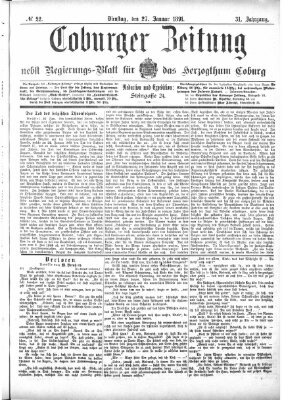 Coburger Zeitung Dienstag 27. Januar 1891