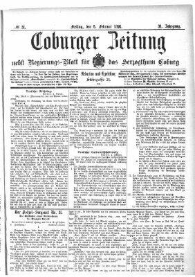 Coburger Zeitung Freitag 6. Februar 1891