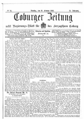 Coburger Zeitung Dienstag 10. Februar 1891