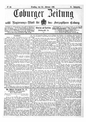 Coburger Zeitung Dienstag 24. Februar 1891