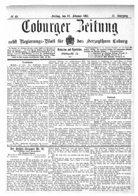 Coburger Zeitung Freitag 27. Februar 1891