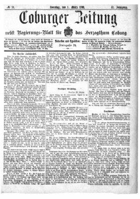 Coburger Zeitung Sonntag 1. März 1891