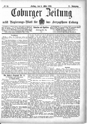 Coburger Zeitung Freitag 6. März 1891