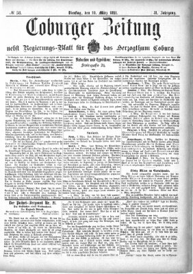 Coburger Zeitung Dienstag 10. März 1891