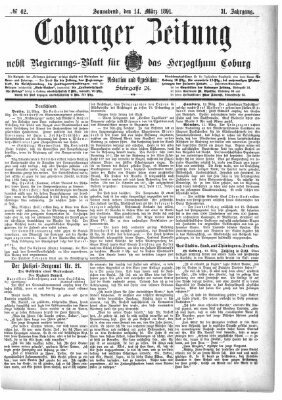 Coburger Zeitung Samstag 14. März 1891