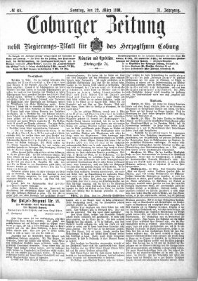 Coburger Zeitung Sonntag 22. März 1891