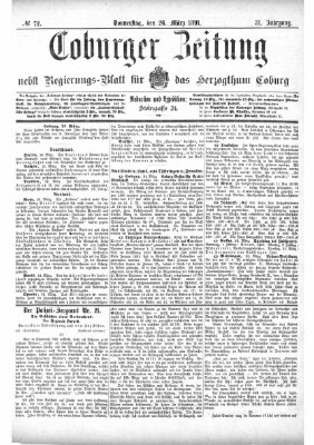 Coburger Zeitung Donnerstag 26. März 1891