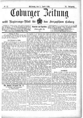 Coburger Zeitung Mittwoch 1. April 1891