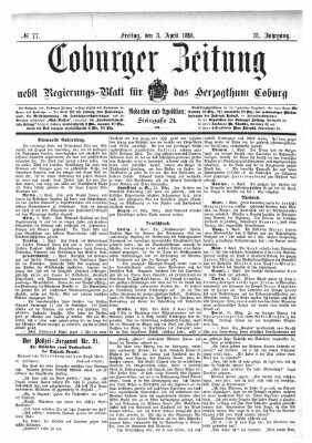 Coburger Zeitung Freitag 3. April 1891