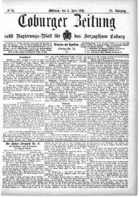 Coburger Zeitung Mittwoch 8. April 1891