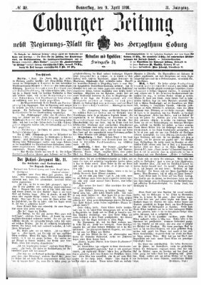 Coburger Zeitung Donnerstag 9. April 1891