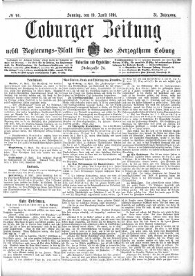 Coburger Zeitung Sonntag 19. April 1891