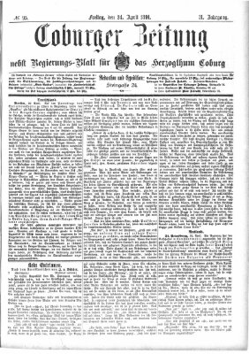 Coburger Zeitung Freitag 24. April 1891