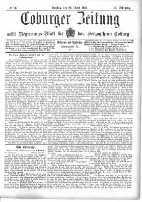 Coburger Zeitung Dienstag 28. April 1891