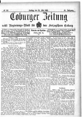 Coburger Zeitung Freitag 15. Mai 1891