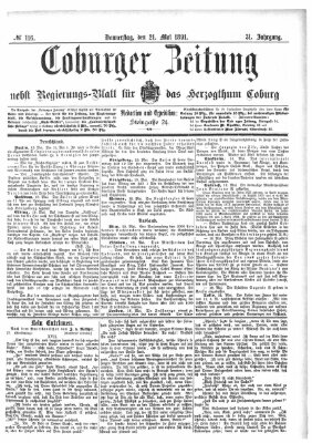 Coburger Zeitung Donnerstag 21. Mai 1891