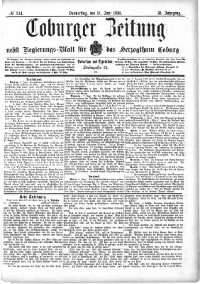 Coburger Zeitung Donnerstag 11. Juni 1891