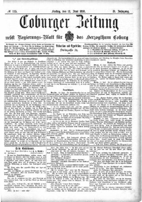 Coburger Zeitung Freitag 12. Juni 1891