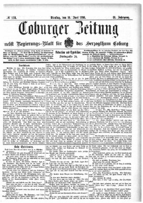 Coburger Zeitung Dienstag 16. Juni 1891