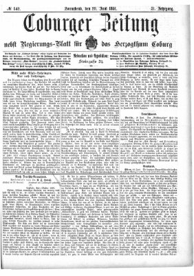 Coburger Zeitung Samstag 20. Juni 1891