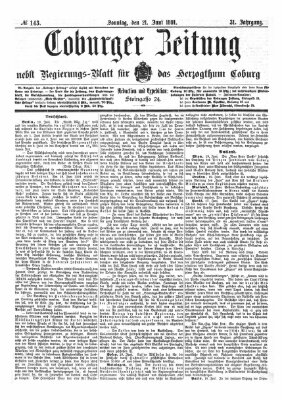 Coburger Zeitung Sonntag 21. Juni 1891