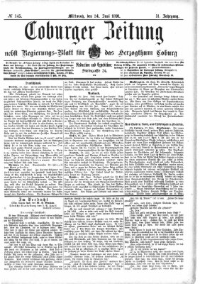 Coburger Zeitung Mittwoch 24. Juni 1891