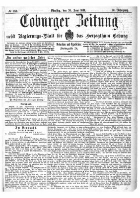 Coburger Zeitung Dienstag 30. Juni 1891