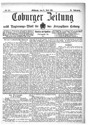 Coburger Zeitung Mittwoch 8. Juli 1891