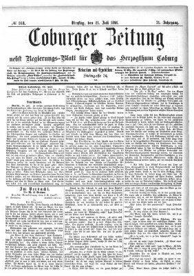 Coburger Zeitung Dienstag 21. Juli 1891