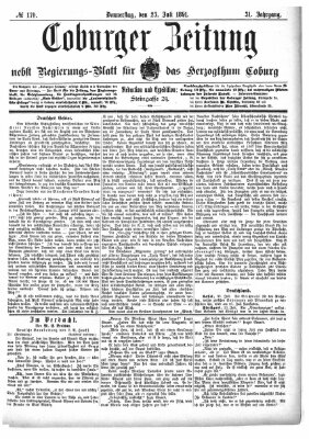 Coburger Zeitung Donnerstag 23. Juli 1891