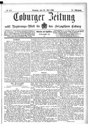 Coburger Zeitung Sonntag 26. Juli 1891